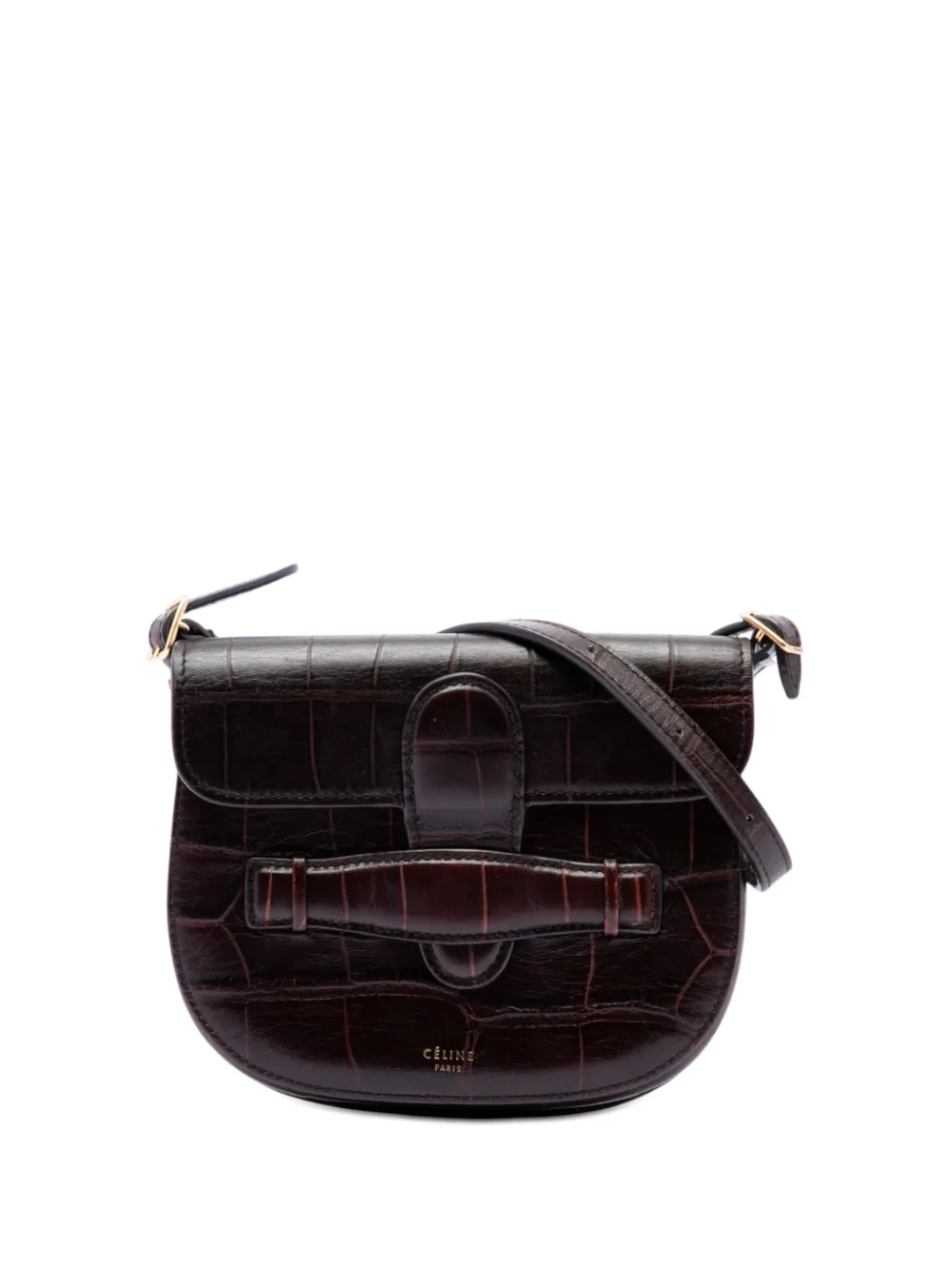 Celine Pre-Owned 2018 Mini Embossed Calfskin Symmetrical crossbody bag - Marrone