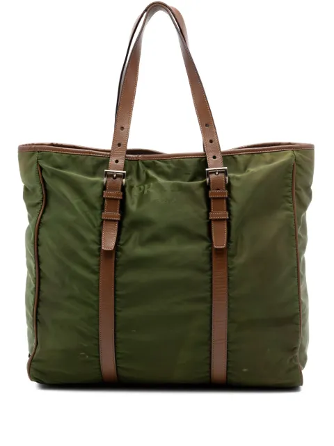 Prada Pre-Owned 2013-2026 Leather Trimmed Tessuto tote bag