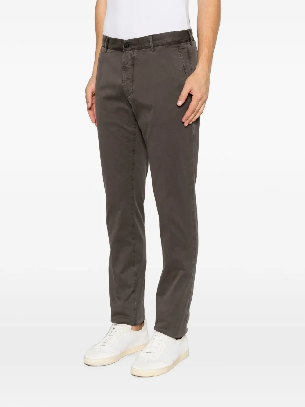 Incotex Broek met toelopende pijpen en riemlussen Bruin