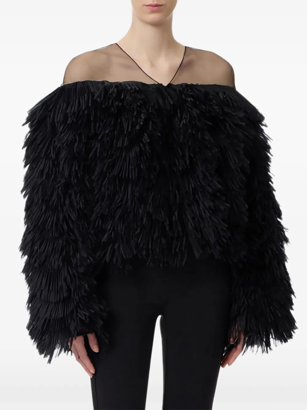 Elisabetta Franchi frayed-effect jacket - Nero