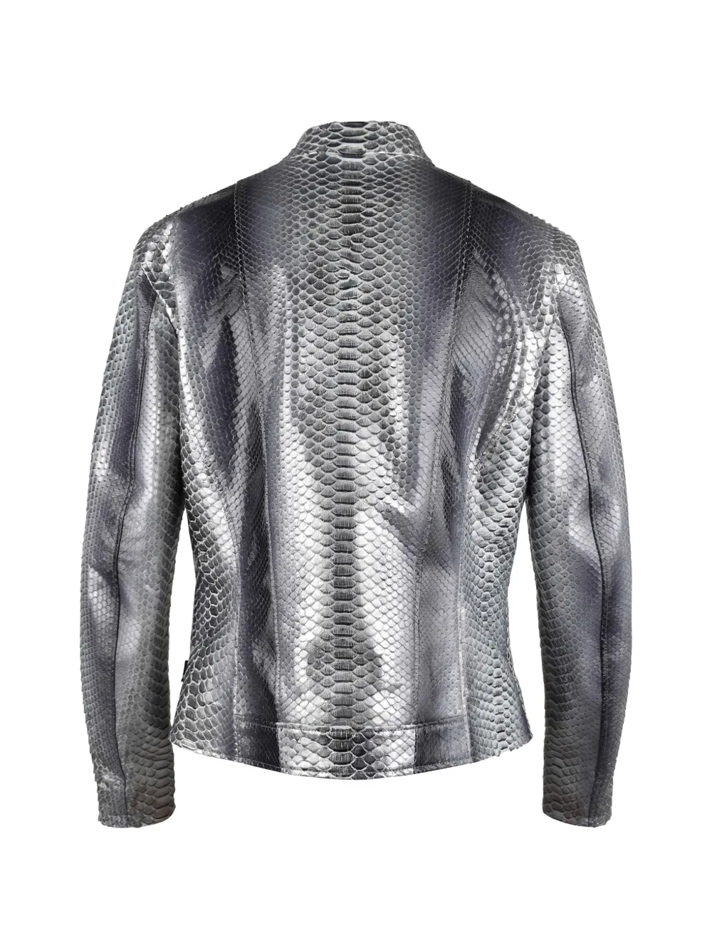  Philipp Plein Veste En Cuir à Effet Peau De Python - Argent 