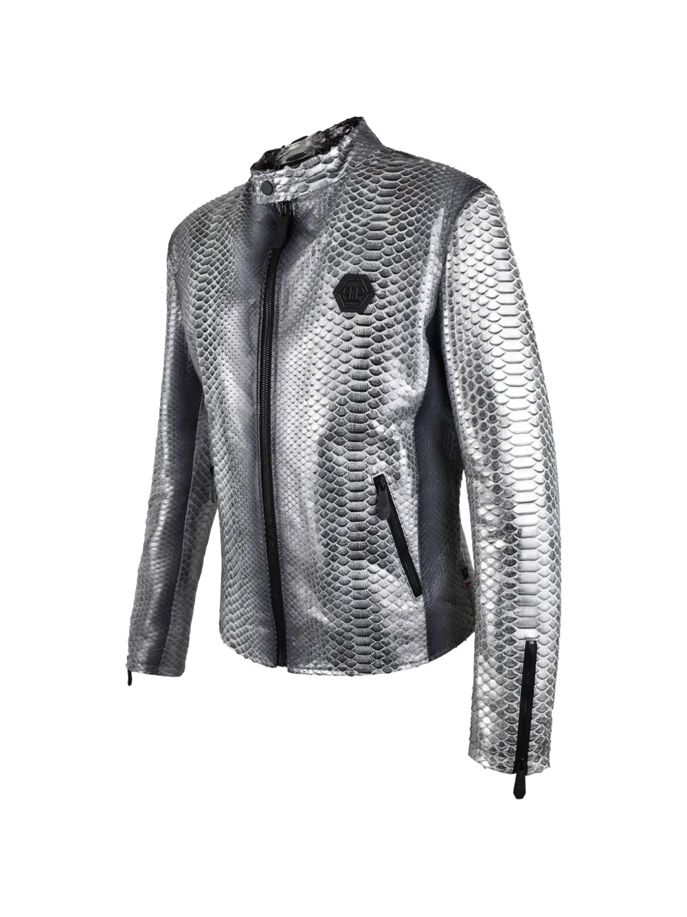 Philipp Plein Leren jack Zilver