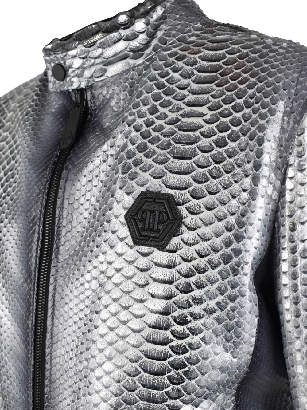 Philipp Plein Leren jack Zilver