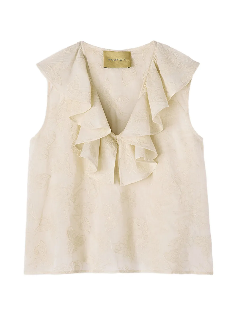 MOMONÌ embroidered ruffled top - Bianco