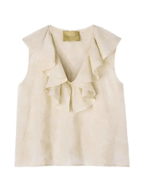 MOMONÌ tanktop med flæser og broderi