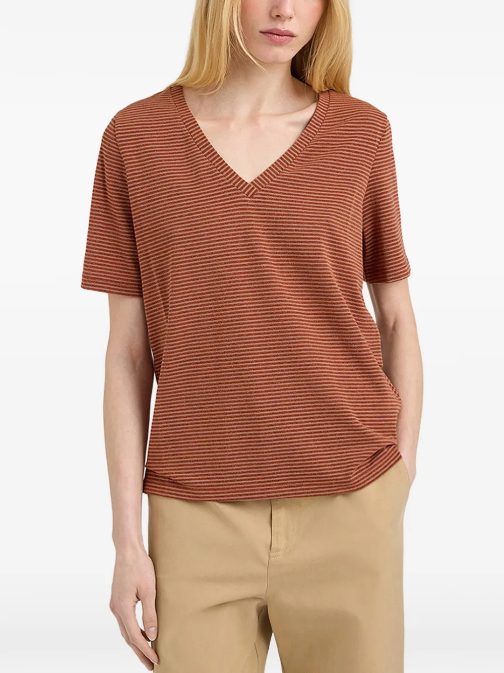 MOMONÌ Trails gestreept T-shirt Bruin