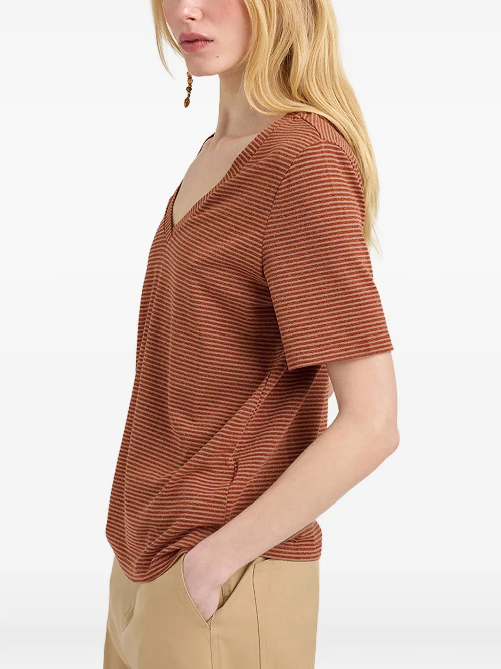 MOMONÌ Trails gestreept T-shirt Bruin