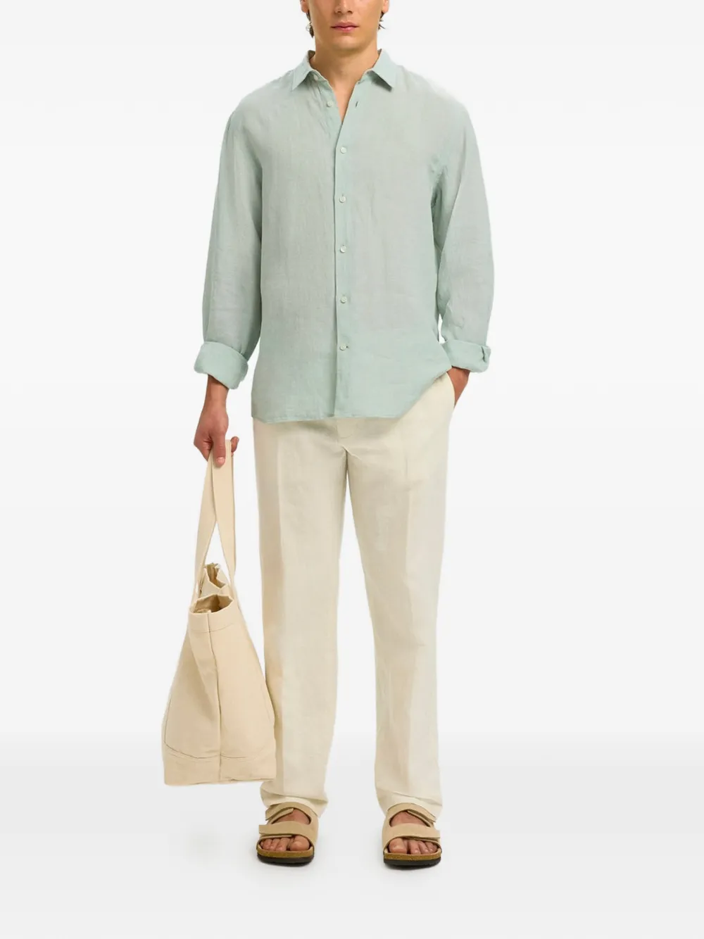  Selected Camisa De Lino - Verde 