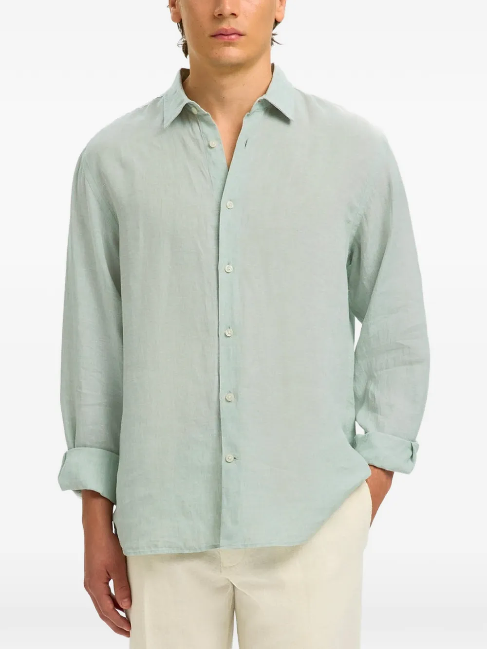  Selected Camisa De Lino - Verde 