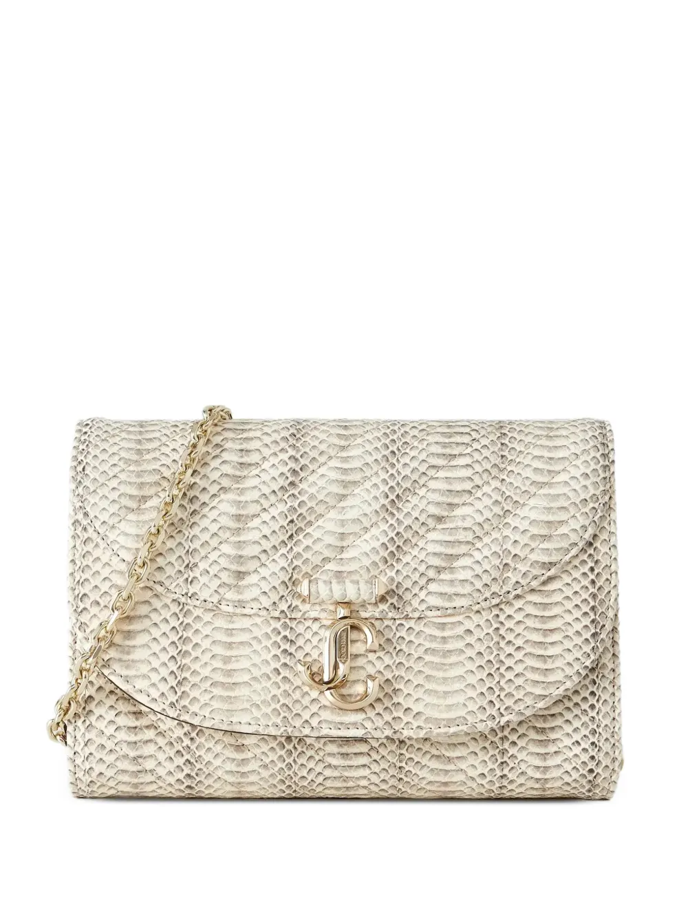 Jimmy Choo Curve snake-effect clutch bag - Toni neutri