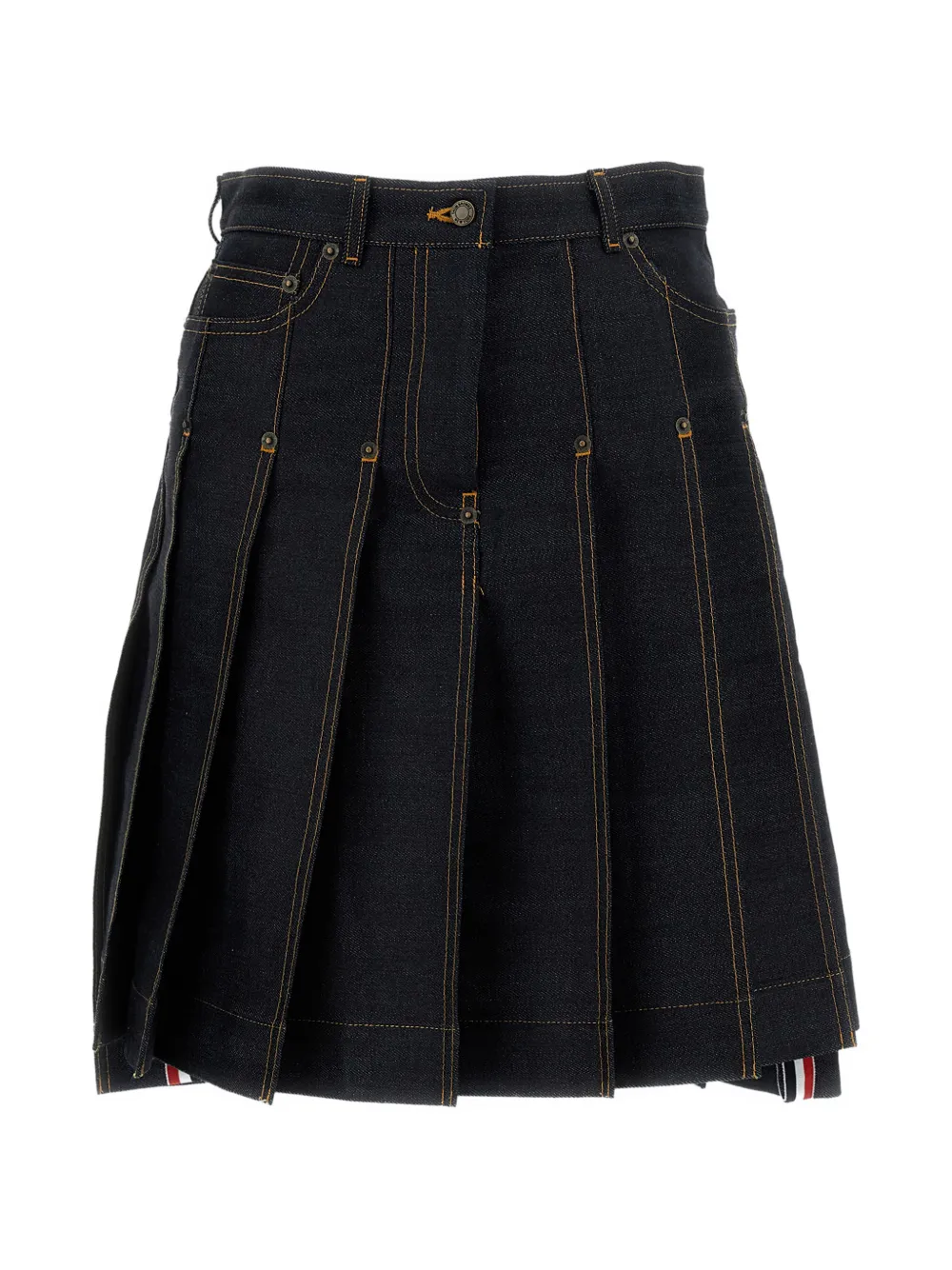 Thom Browne pleated asymmetric-hem mini skirt - Blu