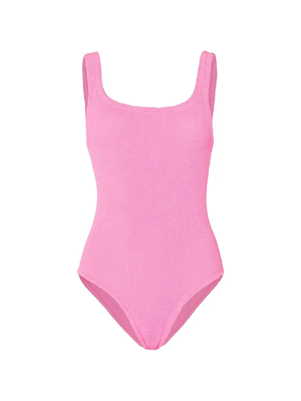 Hunza G crinkle-effect square-neck swimsuit - Rosa