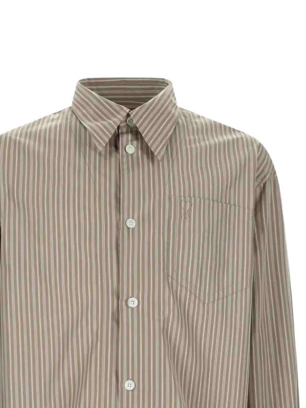 AMI Paris Ami de Coeur blouse met verticale streep Beige