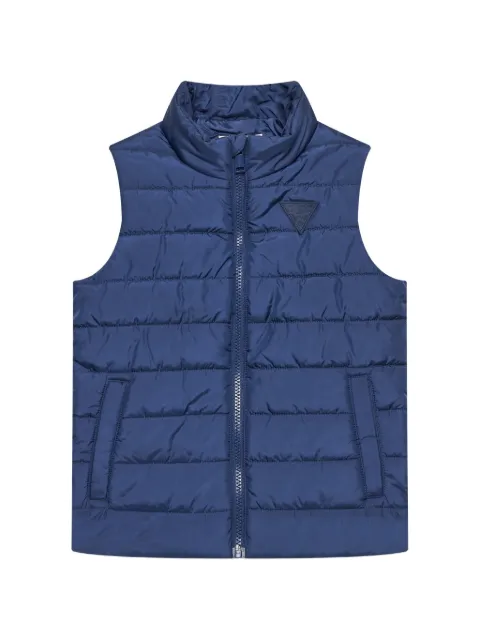 guess kids quilted logo-patch vest jacket