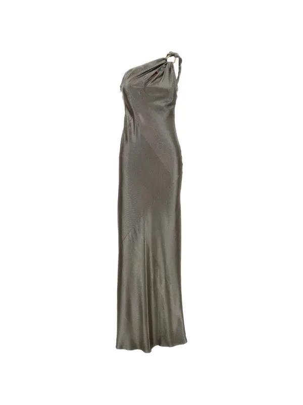 max mara grey dress Max Mara one-shoulder Maxi Dress | Grey