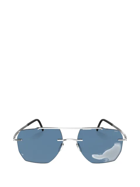 Silhouette geometric-frame double-bridge sunglasses