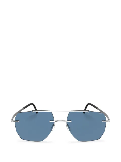 Silhouette geometric-frame double-bridge sunglasses
