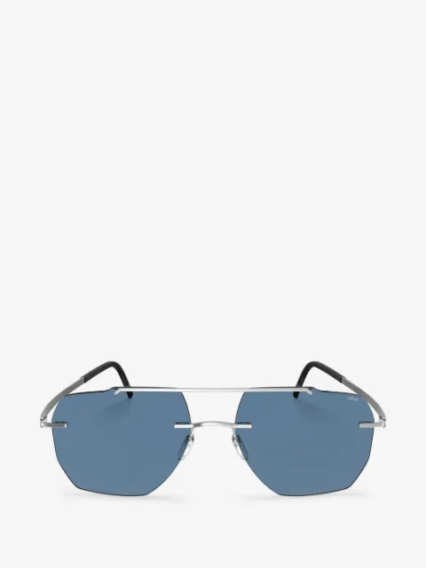 Silhouette geometric-frame double-bridge sunglasses
