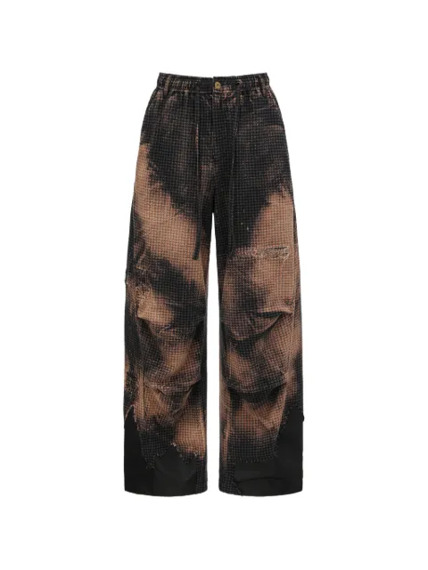 Feng Chen Wang distressed-effect checked-pattern trousers