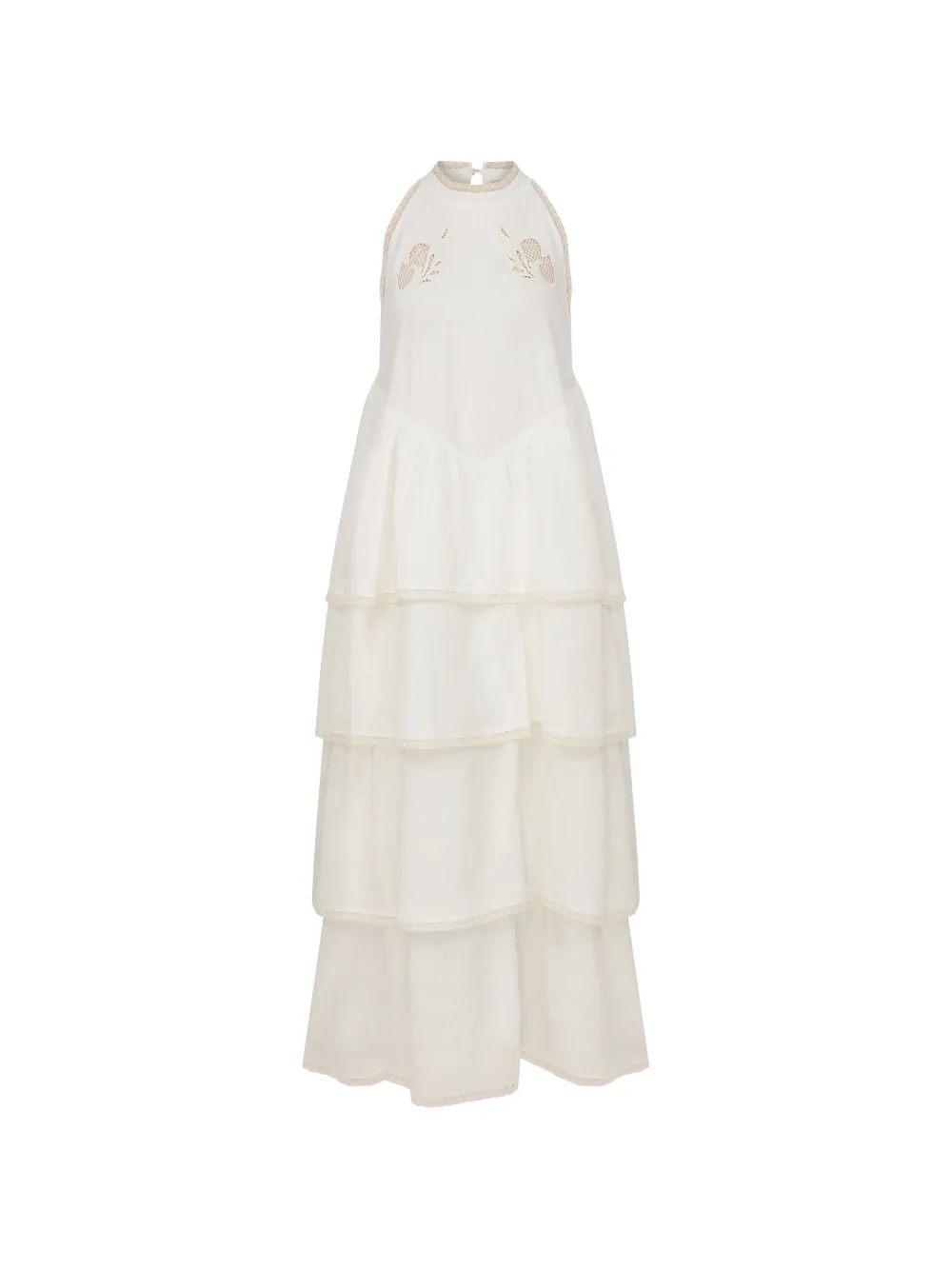 LUG VON SIGA Hermess tiered lace-trim dress - Bianco
