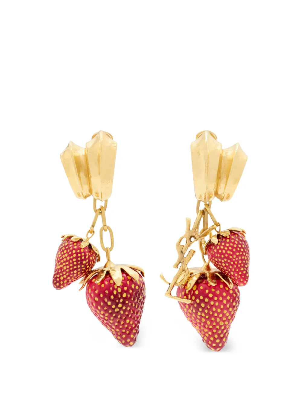 Saint Laurent Cassandre strawberry drop earrings - Gold