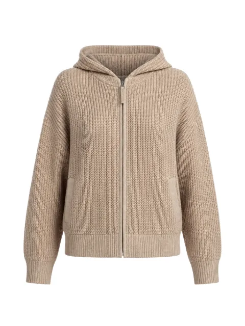 Allude ribbed-knit zip-up hoodie