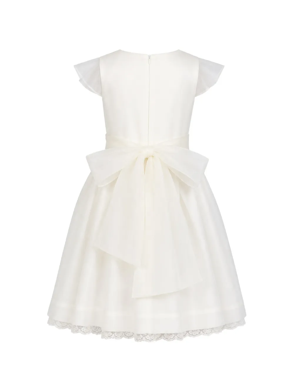 Tulleen Las Flores geplooide jurk met bloemapplicatie Wit
