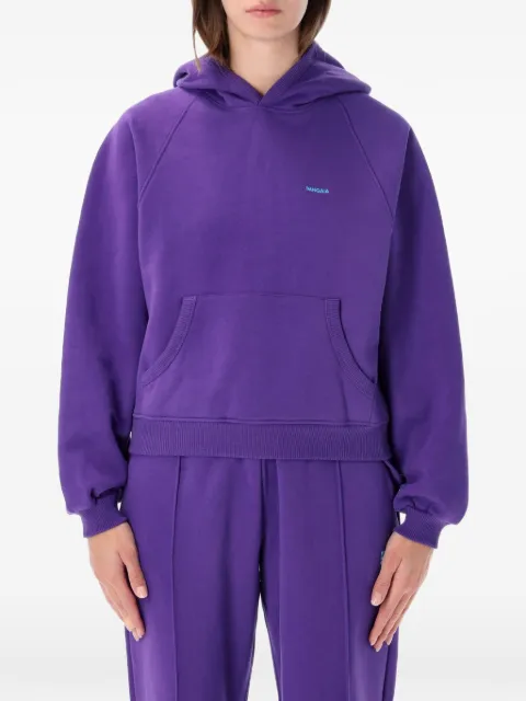 Pangaia logo-print raglan-sleeve hoodie
