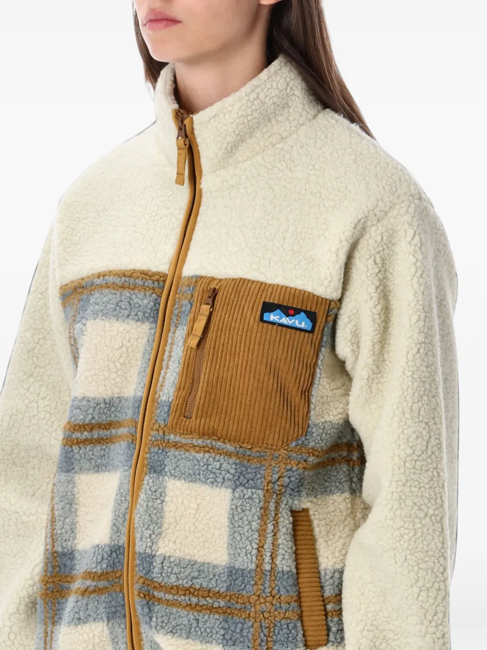 KAVU Willow geruit fleece jack Beige