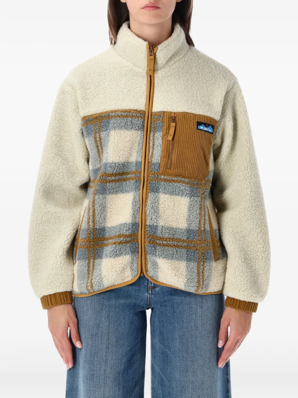 KAVU Willow plaid-pattern fleece jacket