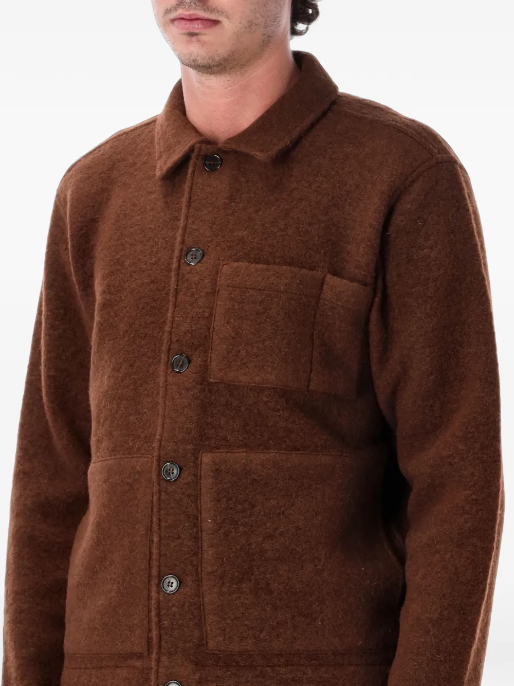 Universal Works Button-up Patch-pocket Jacket In Brown