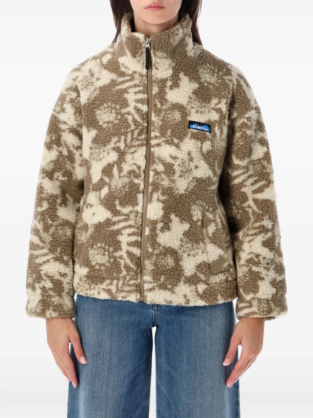 KAVU Loven floral-print fleece jacket - Braun