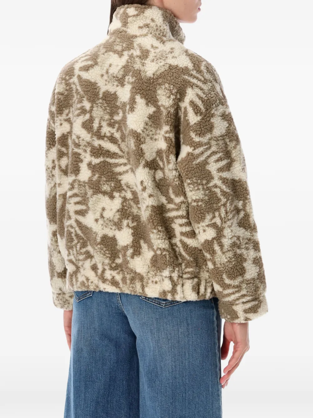 KAVU Loven fleece jack met bloemen-print Bruin
