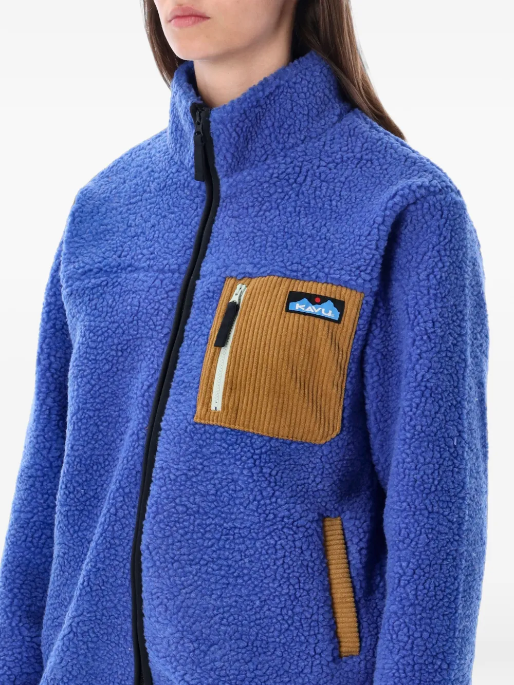 KAVU Willow jack met fleece textuur en ribfluwelen afwerking Blauw