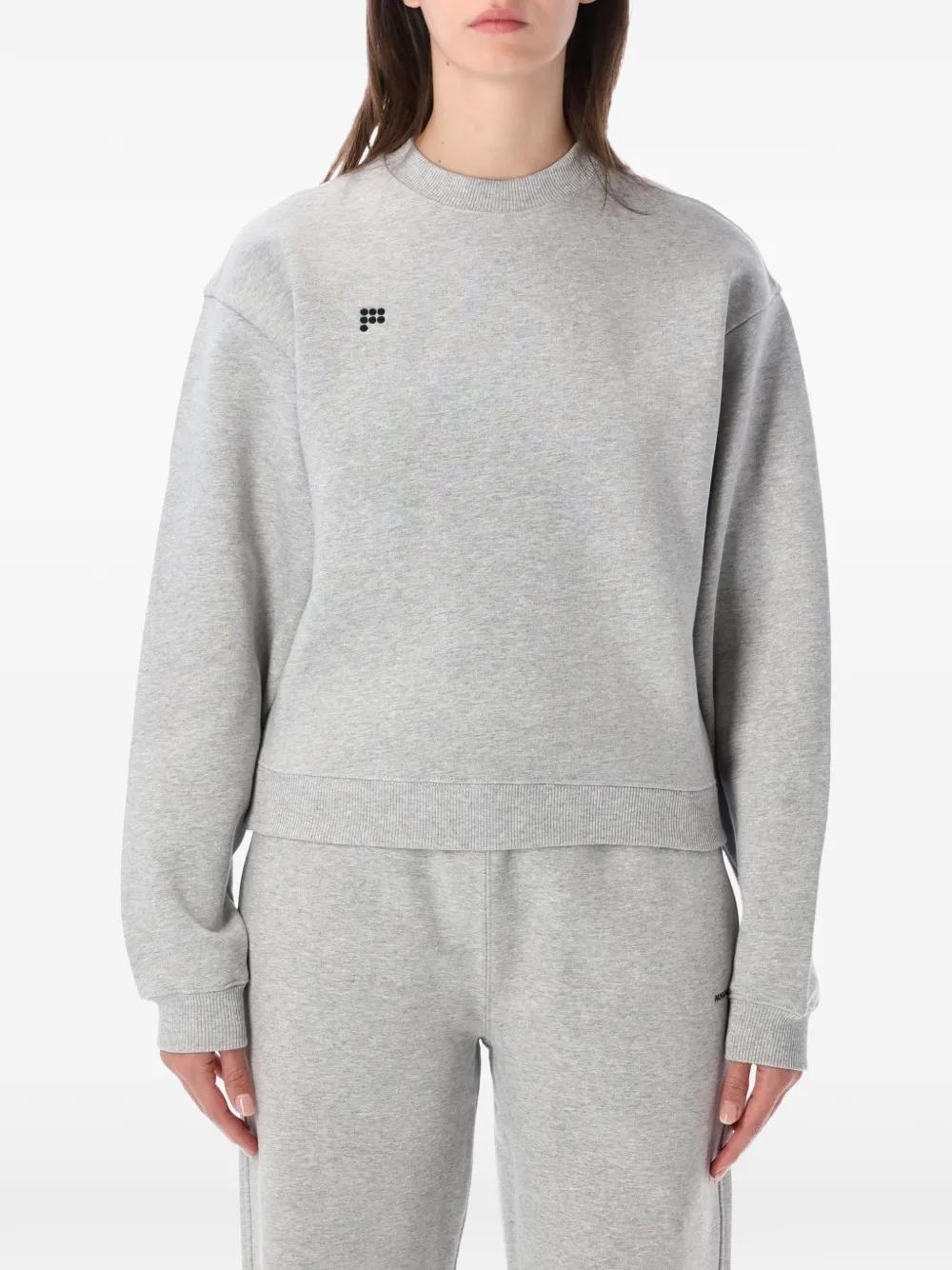Pangaia logo-print mélange-effect sweatshirt - Grigio