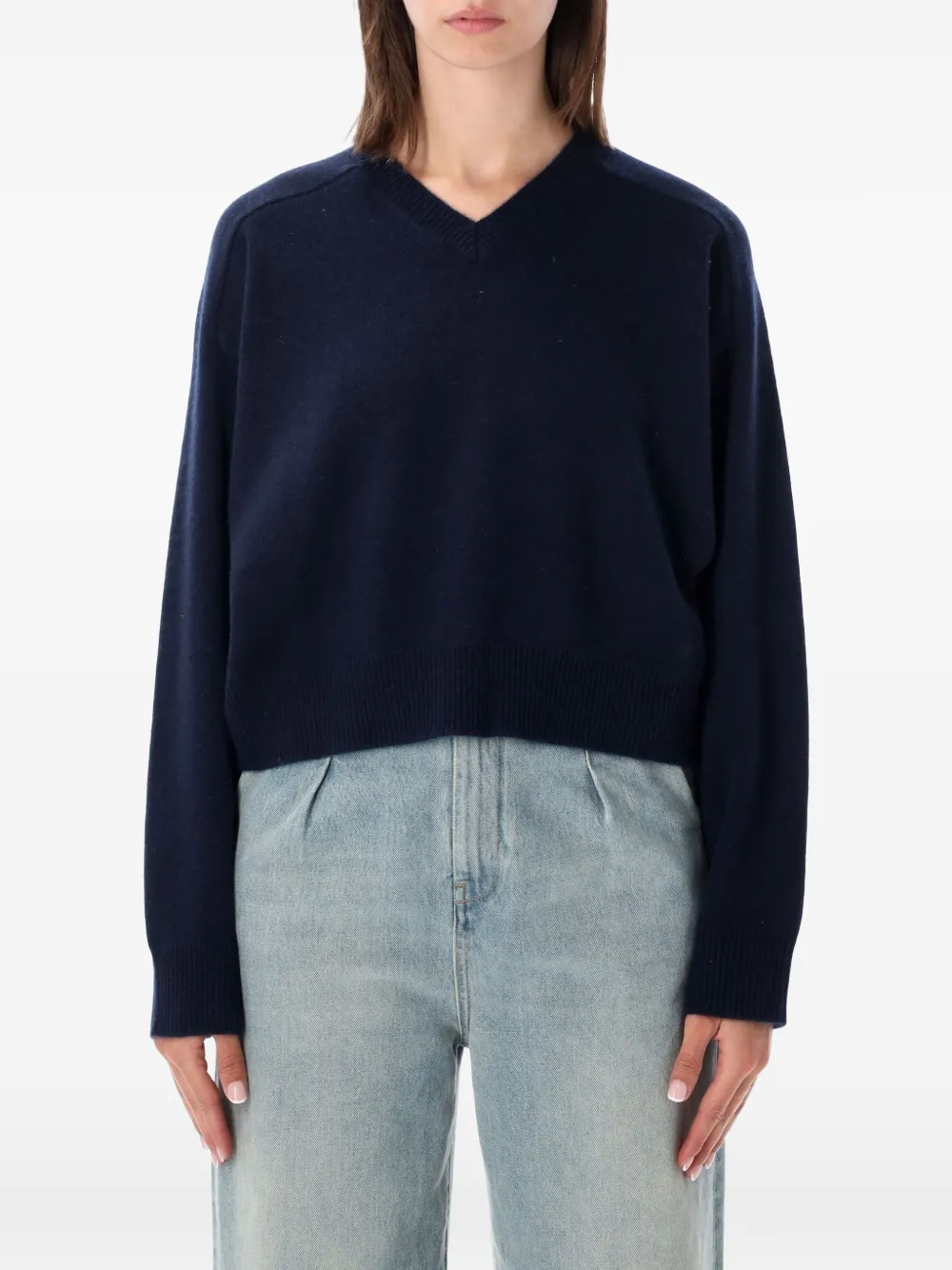 LouLou de Saison V-neck fine-knit sweater - Blau