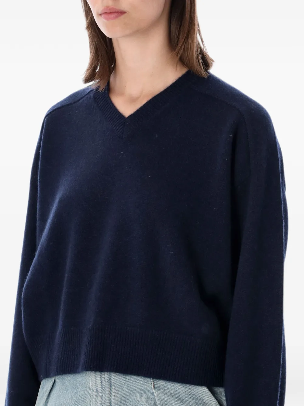 LouLou de Saison V-neck fine-knit sweater Blauw