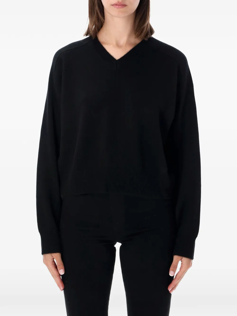 LouLou de Saison Anzor LDS V-neck ribbed-trim sweater - Schwarz
