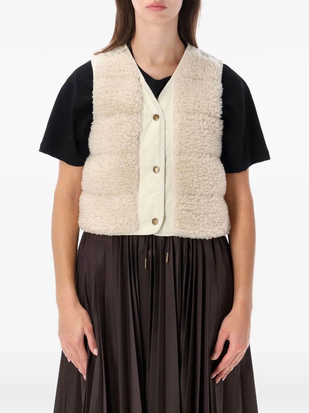 Moncler fluffy teddy padded gilet Beige