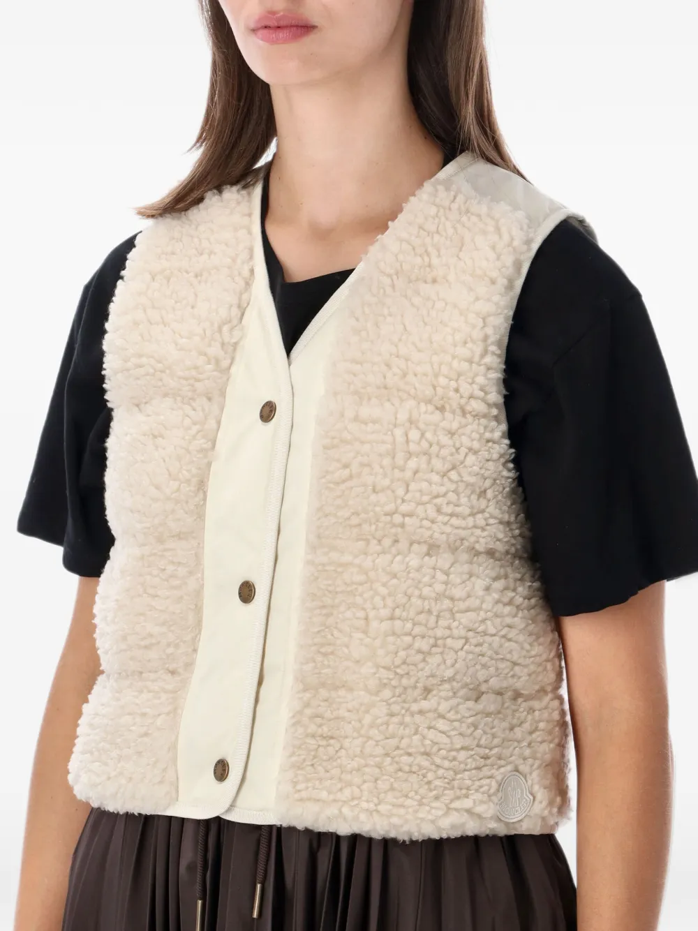 Moncler fluffy teddy padded gilet Beige