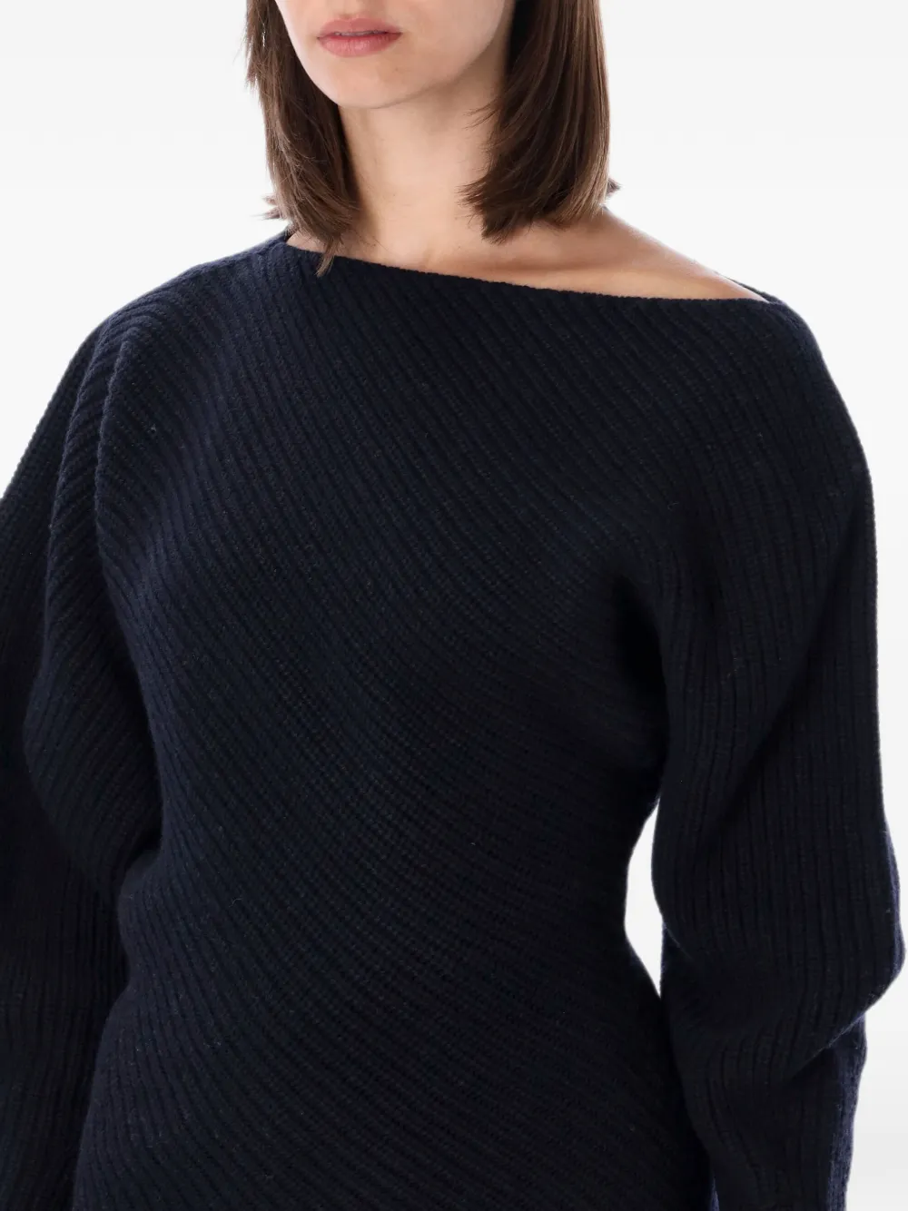 Alberta Ferretti Asymmetrische ribgebreide trui Blauw