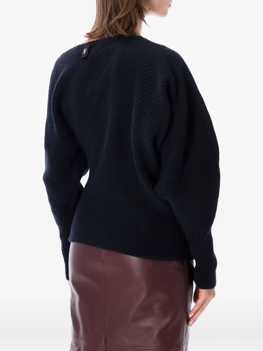 Alberta Ferretti Asymmetrische ribgebreide trui Blauw