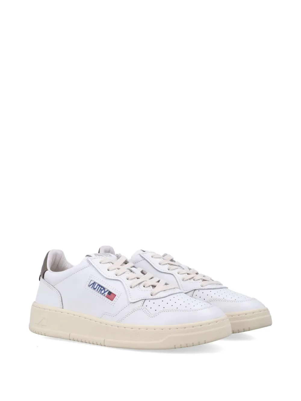 Autry Medalist low sneakers in white and chocolate leather Wit