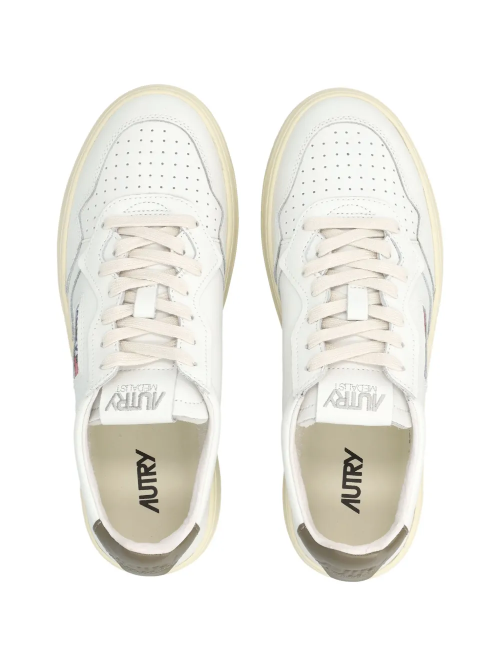Autry Medalist low sneakers in white and chocolate leather Wit