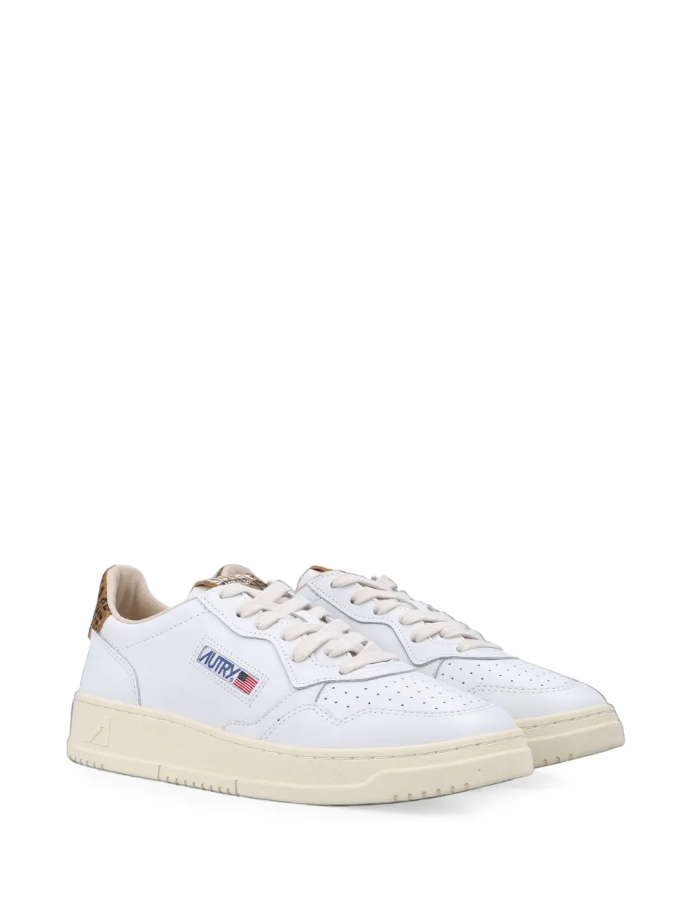 Autry Medalist leopard-print panelled sneakers Wit