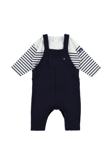 Petit Bateau striped long-sleeve and dungarees set
