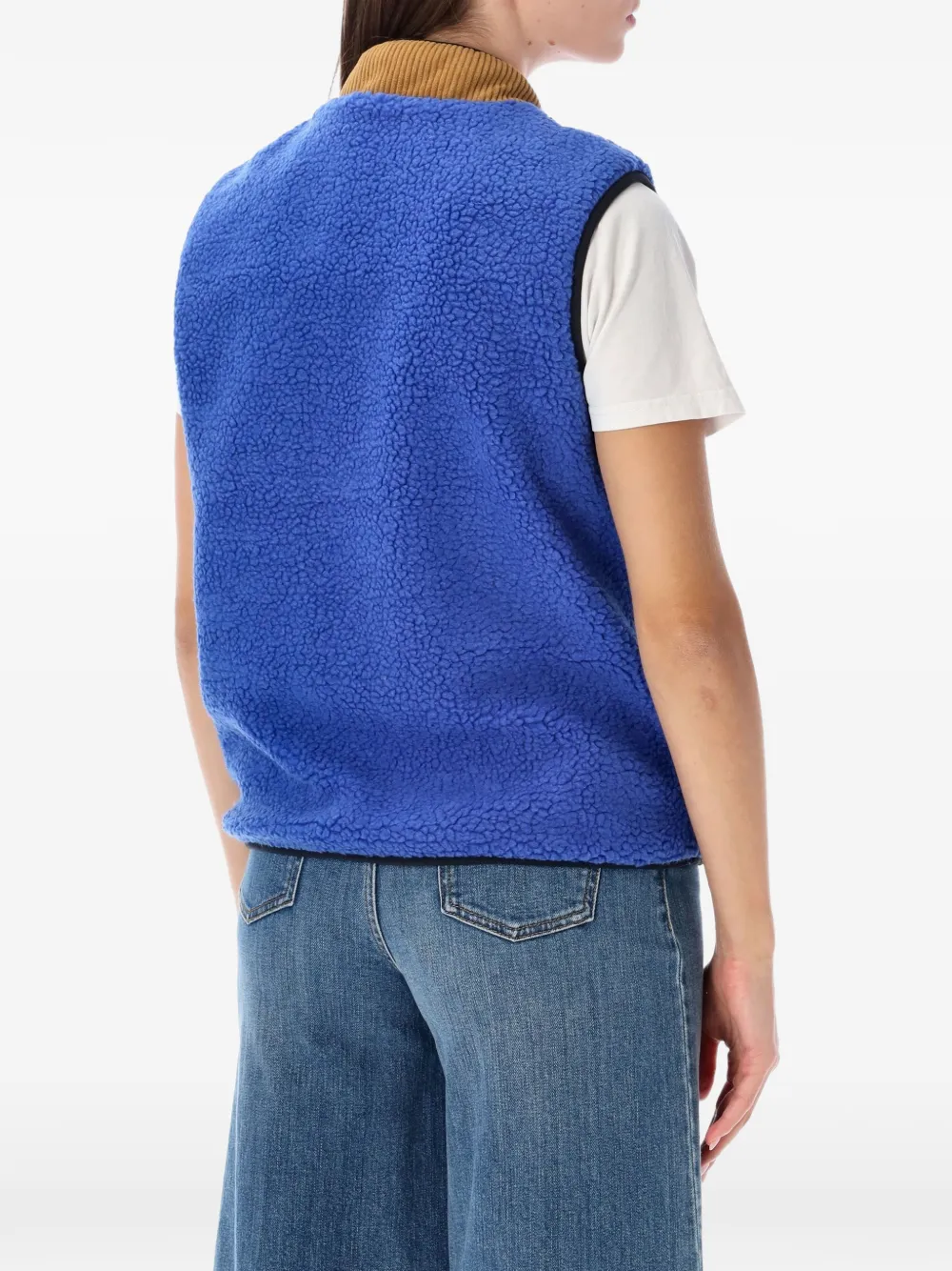 KAVU Ozette fleece bodywarmer met ribfluwelen afwerking Blauw