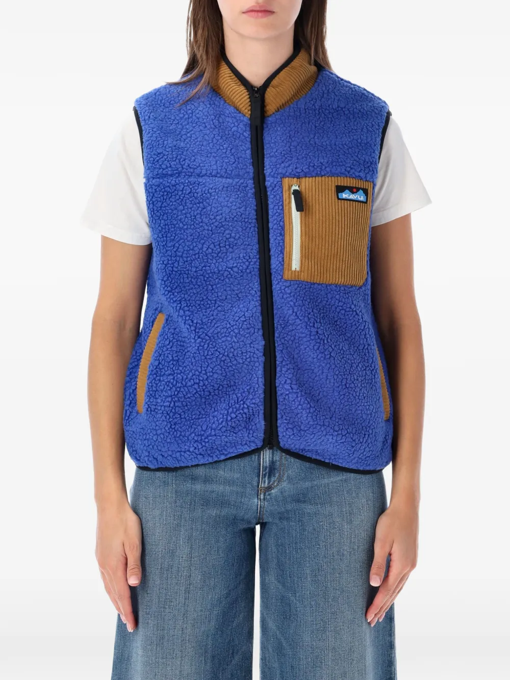 KAVU Ozette fleece corduroy-trim gilet - Blau