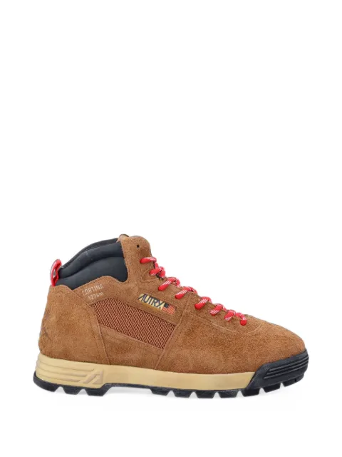 Autry Malga Cortina in chestnut and flame scarlet suede sneakers