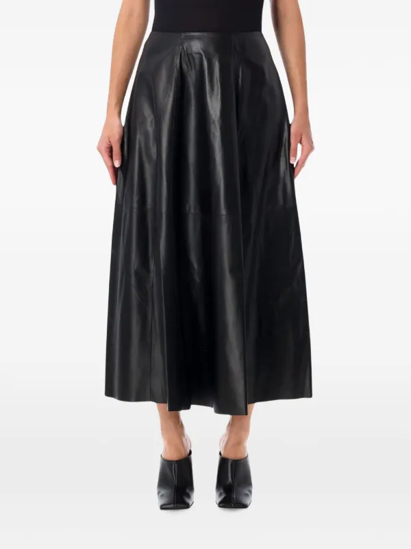 Arma Elini Paneled Leather Midi Skirt in Black